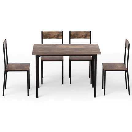 Artiss Dining Table and Chairs Set of 5 Compact Kitchen Furniture Rustic Brown.