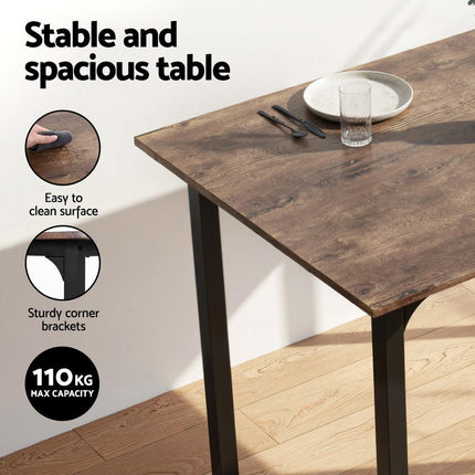 Artiss Dining Table and Chairs Set of 5 Compact Kitchen Furniture Rustic Brown.