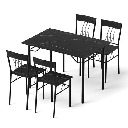 Artiss Dining Table and Chairs Set of 5 Compact Kitchen Furniture Marble Black.