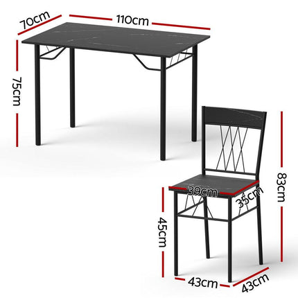 Artiss Dining Table and Chairs Set of 5 Compact Kitchen Furniture Marble Black.