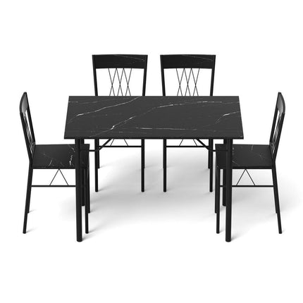 Artiss Dining Table and Chairs Set of 5 Compact Kitchen Furniture Marble Black.