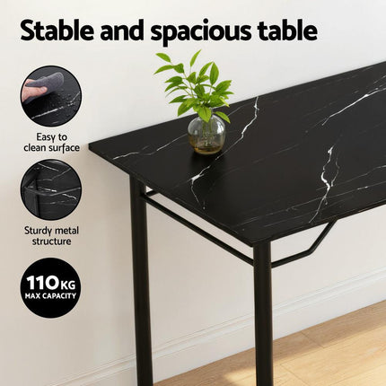 Artiss Dining Table and Chairs Set of 5 Compact Kitchen Furniture Marble Black.
