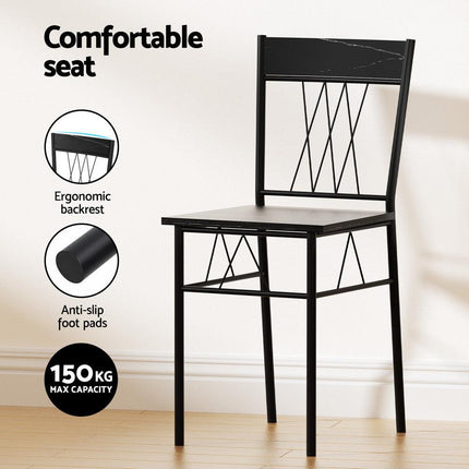 Artiss Dining Table and Chairs Set of 5 Compact Kitchen Furniture Marble Black.