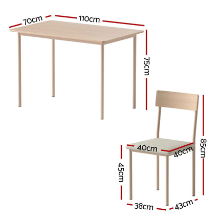Artiss Dining Table and Chairs Set of 5 Compact Kitchen Furniture Natural Beige.