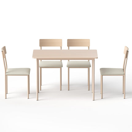 Artiss Dining Table and Chairs Set of 5 Compact Kitchen Furniture Natural Beige.