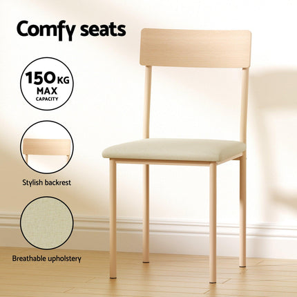 Artiss Dining Table and Chairs Set of 5 Compact Kitchen Furniture Natural Beige.