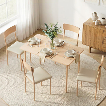 Artiss Dining Table and Chairs Set of 5 Compact Kitchen Furniture Natural Beige.