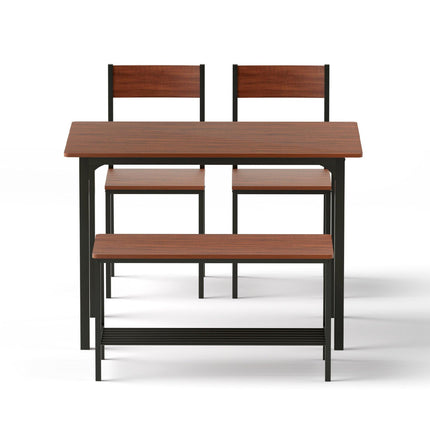 Artiss Dining Table and Chairs Set of 4 Storage Bench Kitchen Furniture Walnut.