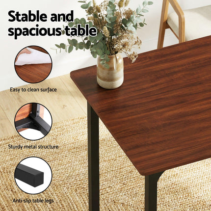 Artiss Dining Table and Chairs Set of 4 Storage Bench Kitchen Furniture Walnut.