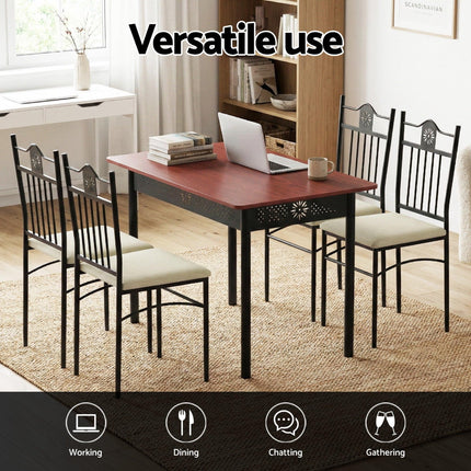 Artiss Dining Table and Chairs Set of 5 Compact Kitchen Furniture Upholstered.