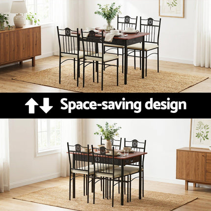 Artiss Dining Table and Chairs Set of 5 Compact Kitchen Furniture Upholstered.