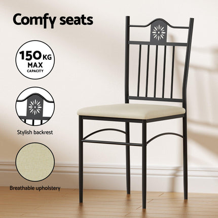 Artiss Dining Table and Chairs Set of 5 Compact Kitchen Furniture Upholstered.