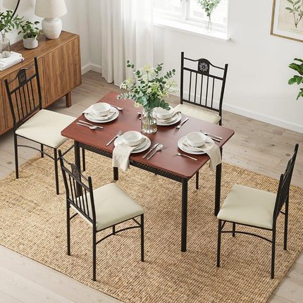 Artiss Dining Table and Chairs Set of 5 Compact Kitchen Furniture Upholstered.