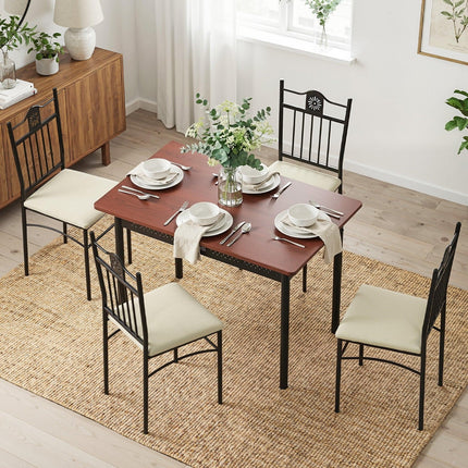 Artiss Dining Table and Chairs Set of 5 Compact Kitchen Furniture Upholstered.