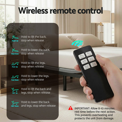 Artiss Adjustable Bed Frame Queen Size Electric Bed Base Wireless Remote Control Zero Gravity Power Bed Foundation.