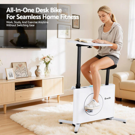 Everfit Exercise Bike Magnetic Desk Bike with Tabletop Fitness Home Workout Gym.