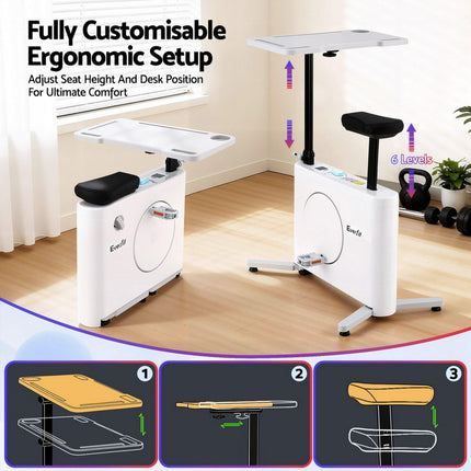 Everfit Exercise Bike Magnetic Desk Bike with Tabletop Fitness Home Workout Gym.