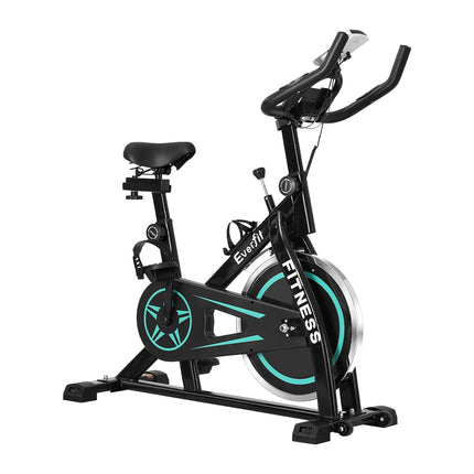 Everfit Spin Bike Exercise Bike 10kg Flywheel Fitness Home Gym 150kg capacity.