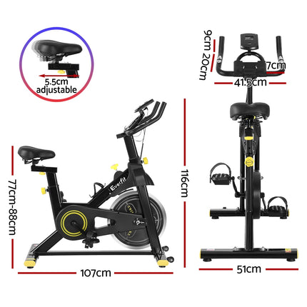 Everfit Spin Bike Exercise Bike Cardio Gym Bluetooth APP Connectable.