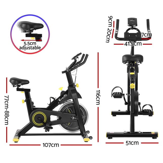 Everfit Spin Bike Exercise Bike Cardio Gym Bluetooth APP Connectable.