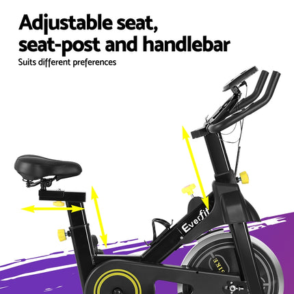Everfit Spin Bike Exercise Bike Cardio Gym Bluetooth APP Connectable.