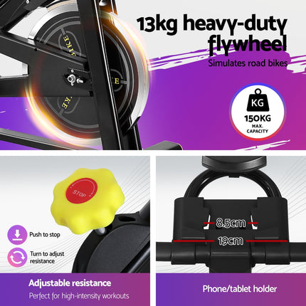 Everfit Spin Bike Exercise Bike Cardio Gym Bluetooth APP Connectable.