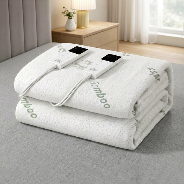 Giselle Electric Blanket Bamboo Fabric Double Fitted Heated Pad Underlay Washable Winter.