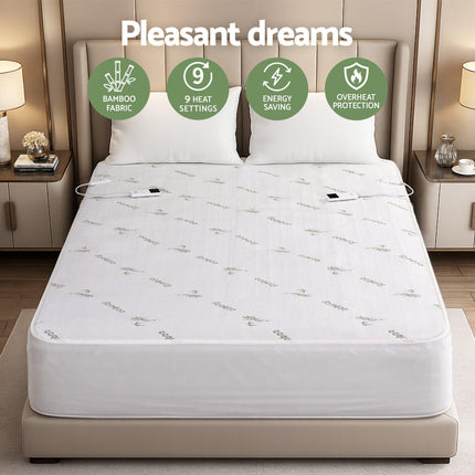 Giselle Electric Blanket Bamboo Fabric King Fitted Heated Pad Underlay Washable Winter.