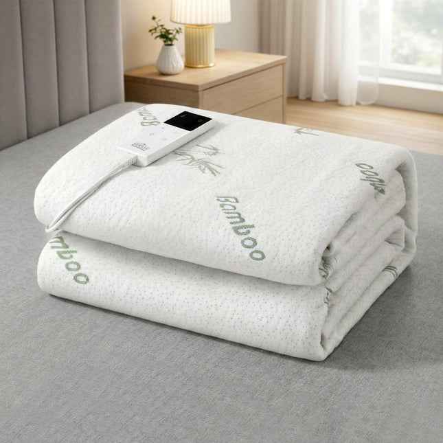 Giselle Electric Blanket Bamboo Fabric Single Fitted Heated Pad Underlay Washable Winter.