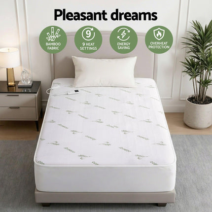 Giselle Electric Blanket Bamboo Fabric Single Fitted Heated Pad Underlay Washable Winter.
