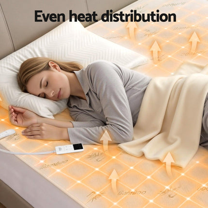 Giselle Electric Blanket Bamboo Fabric Single Fitted Heated Pad Underlay Washable Winter.