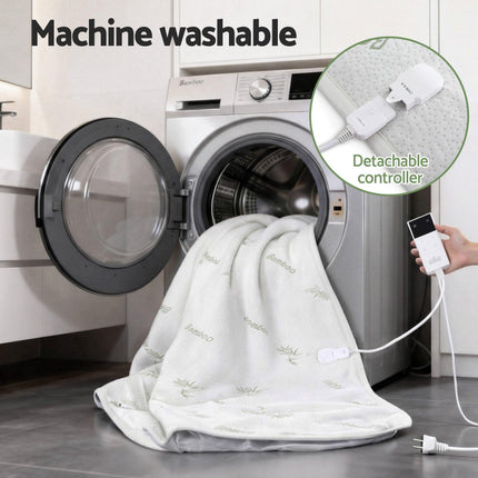 Giselle Electric Blanket Bamboo Fabric Single Fitted Heated Pad Underlay Washable Winter.