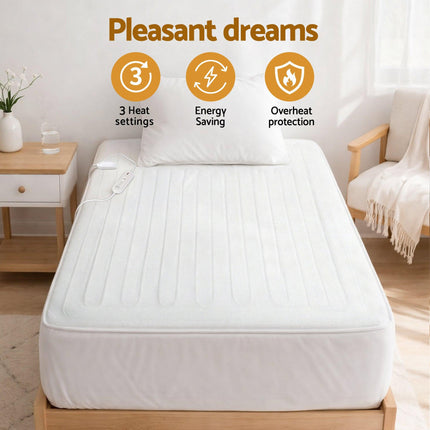 Giselle Electric Blanket King Single Heated Fully Fitted Washable Pad Winter Warm.