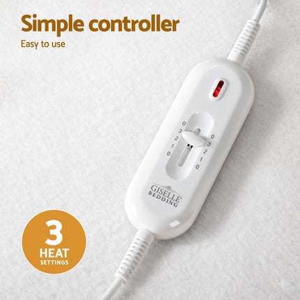 Giselle Electric Blanket King Single Heated Fully Fitted Washable Pad Winter Warm.