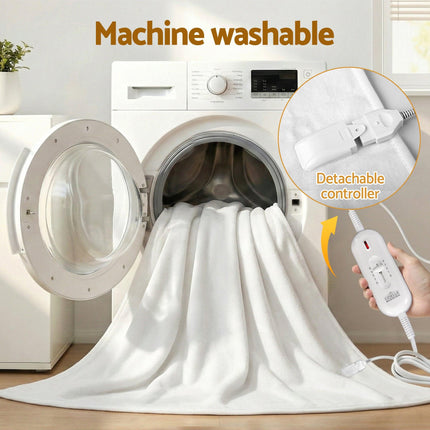 Giselle Electric Blanket King Single Heated Fully Fitted Washable Pad Winter Warm.
