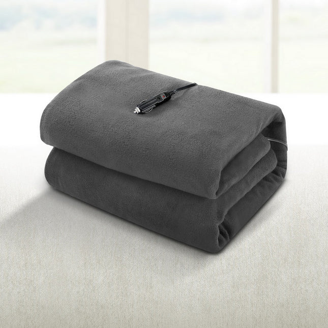 Giselle Electric Heated Blanket Car Throw Rug Grey.