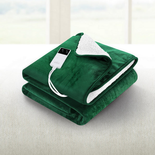 Giselle Electric Throw Rug Heated Blanket Double Sided Green.