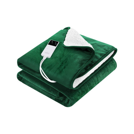 Giselle Electric Throw Rug Heated Blanket Double Sided Green.