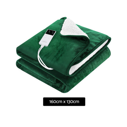 Giselle Electric Throw Rug Heated Blanket Double Sided Green.