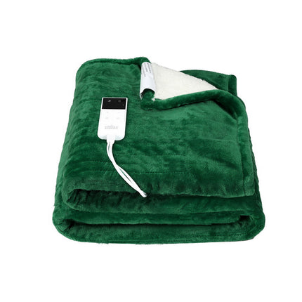 Giselle Electric Throw Rug Heated Blanket Double Sided Green.