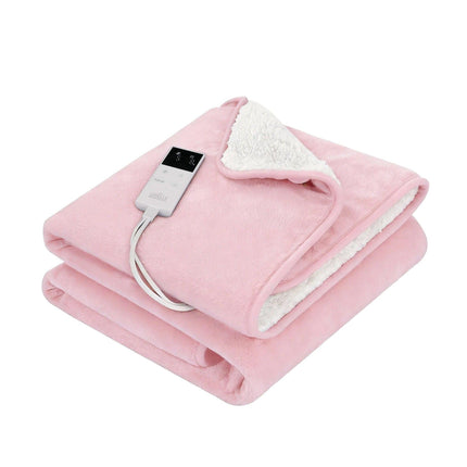 Giselle Electric Throw Rug Dual Side Fleece Flannel Heated Blanket Pink.