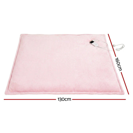 Giselle Electric Throw Rug Dual Side Fleece Flannel Heated Blanket Pink.