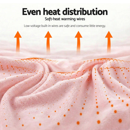 Giselle Electric Throw Rug Dual Side Fleece Flannel Heated Blanket Pink.