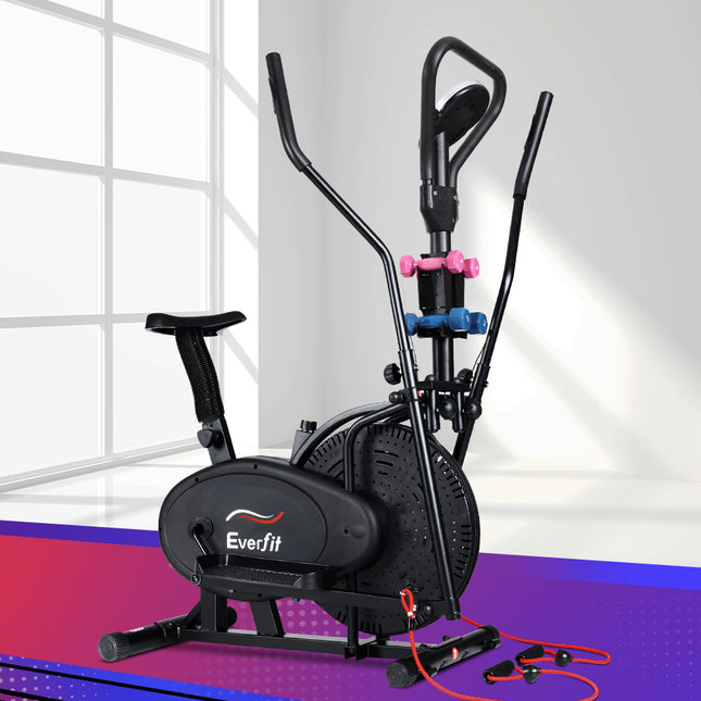 Everfit Exercise Bike 6 in 1 Elliptical Cross Trainer Home Gym Indoor Cardio.