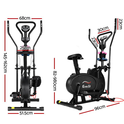 Everfit Exercise Bike 6 in 1 Elliptical Cross Trainer Home Gym Indoor Cardio.