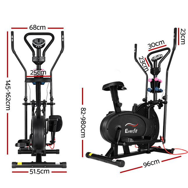 Everfit Exercise Bike 6 in 1 Elliptical Cross Trainer Home Gym Indoor Cardio.