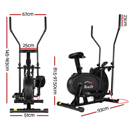 Everfit Exercise Bike 4 in 1 Elliptical Cross Trainer Home Gym Indoor Cardio.