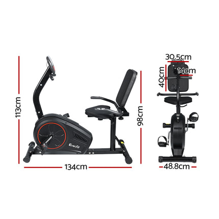 Everfit Exercise Bike Magnetic Recumbent Indoor Cycling Home Gym Cardio 8 Level.