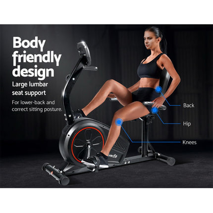 Everfit Exercise Bike Magnetic Recumbent Indoor Cycling Home Gym Cardio 8 Level.