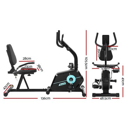 Everfit Exercise Bike Magnetic Recumbent Indoor Cycling Home Gym Cardio 120kg.